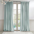 Lazzzy Velvet Blackout Curtains Thermal Insulated Room Window Drapes Super Soft Luxury Curtains for Living Room Bedroom Rod Pocket 2 Panels, Misty Blue, 52" W x 72" L