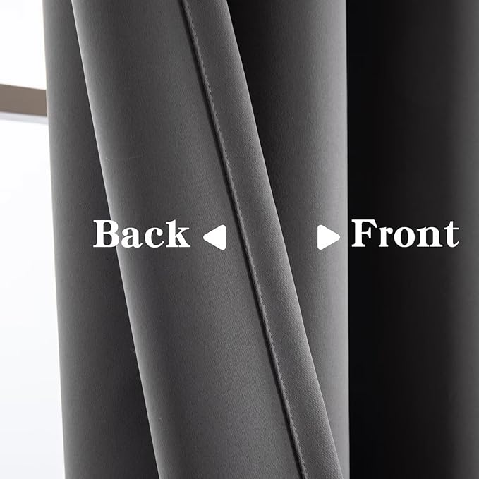 Blackout Curtains 84 Inch Length 2 Panels Set, Black Out Curtains for Bedroom 84 Inch Long, Rod Pocket Energy Saving Room Darkening Drapes for Living Room Window Light Grey(W52 x L84)