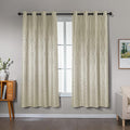 Amazon Basics Jacquard 2-Piece 100% Blackout Curtains, Living Room and Bedroom Drapes, Thermal Insulated Window Treatment, 42"x72", Beige