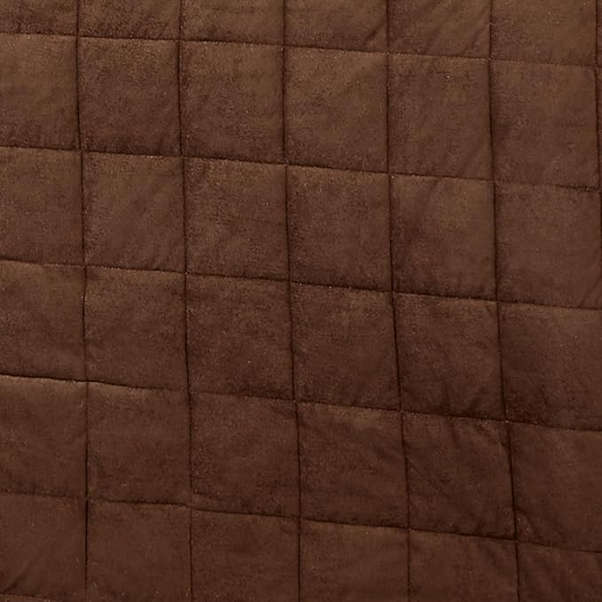 Camden Luxury Bedding | Chocolate Brown Color | Fitted Hollywood Daybed Bedding | Faux Suede Box Quilted Design | 5 Piece Set With Extra Long Hollywood Cover, 2 Bolster Shams, and 2 Bolster Pillows