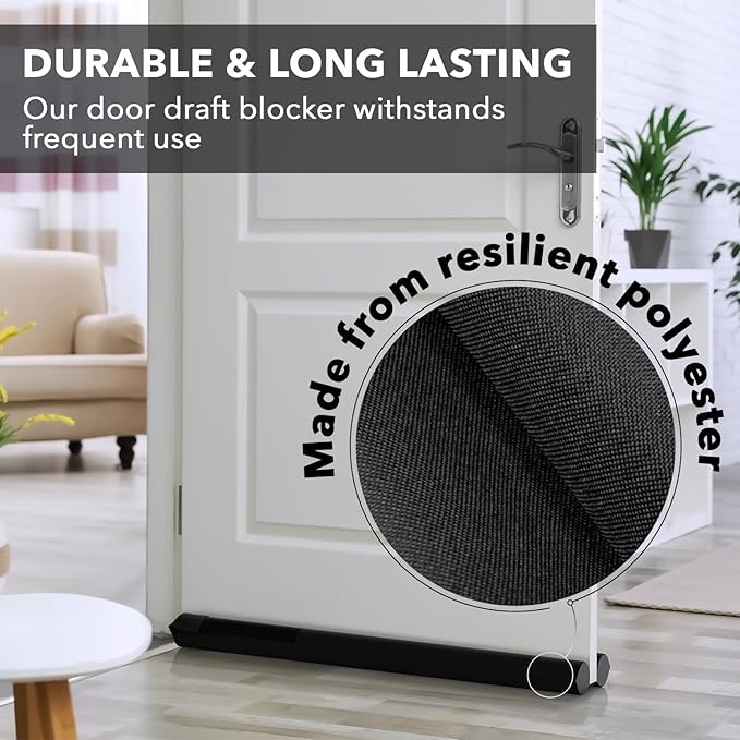Everlasting Comfort 2 Sided Under Door Draft Stopper for Bottom of Doors - Quick Install, Keeps Heat In & Cold Air Out - Sound Proofing Foam Strip Gap Filler, Noise Blocker for Interior -Fits 30"-36"W