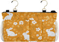 Bedside Caddy Hanging Bunk Bed Caddy Bed Organizer Hanging Pocket with 2 Hooks Bedside Storage Organizer Pocket Bag Holder White Flowers Bunny Orange Leaf