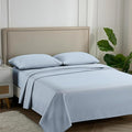 Carressa Linen Luxury Egyptian Cotton California King Stripe Sheet Set, 600 Thread Count Extra Long Staple 4 PC Set, Cal King Stripe Sheets, Soft, Cooling Striped Sheets 16 in Deep Pocket - Light Blue