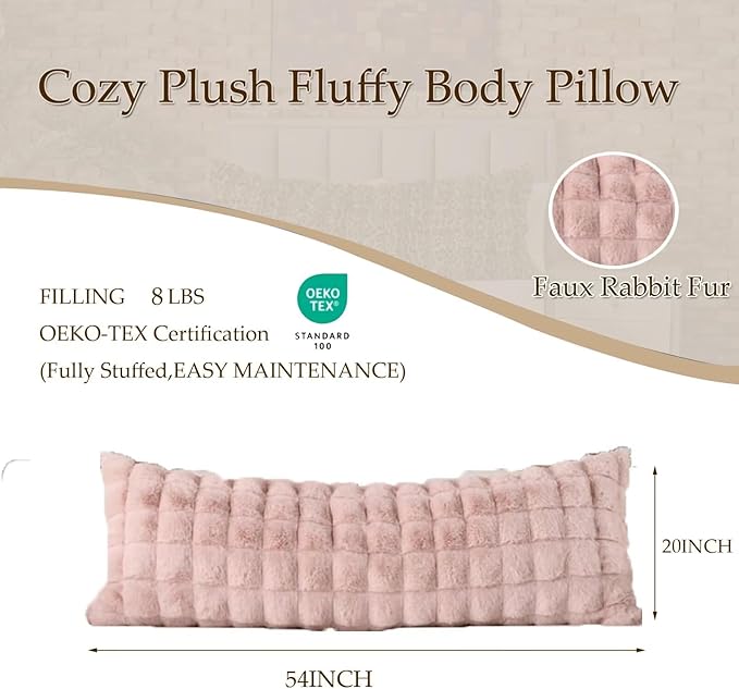 Full Body Pillow 20x54 Inch,Memory Foam Pregnancy Pillow for Side Sleepers,Orthopedic Back Support Maternity Pillow for Women (with Removable Cover)-Pink Chocolate