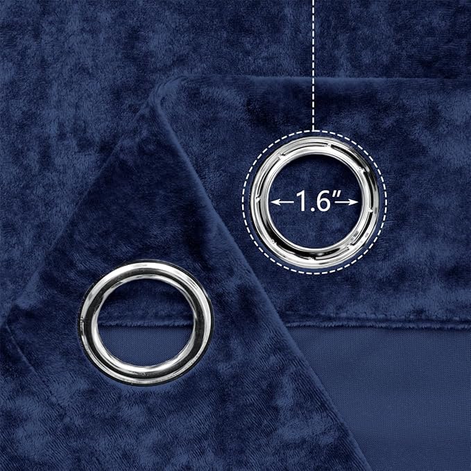 SMILETIME Navy Blue Crushed Velvet Curtains 52x90 inch Luxurious Thermal Insulated Soundproof Drapes for Living Room Bedroom Office Soft and Durable Light-Filtering Window Treatments, 2 Panels