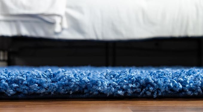 Unique Loom Solid Shag Collection Area Rug (3' 3" x 5' 3" Oval, Periwinkle Blue)
