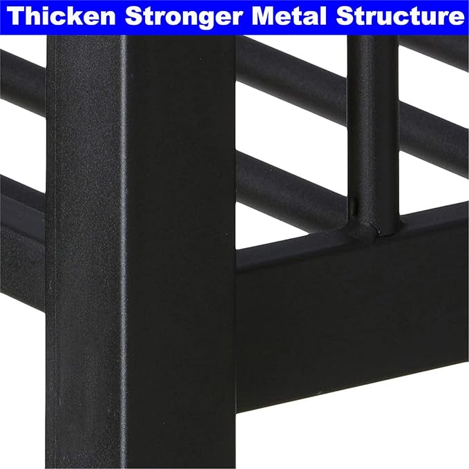 Upgraded Version Thicken Metal Heavy-Duty Twin XL Over Queen Bunk Bed, Modern Style Stronger Twin Over Queen Size Bunk Bed with Ladder for Adults, Easy Assembly (Twin XL Over Queen-2 Ladder)