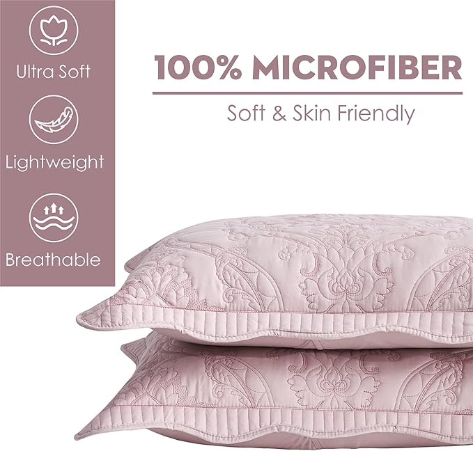 CHIXIN Microfiber Standard Pillow Shams Set of 2 - Quilted Decorative Pillow Covers - Ivory-Yellow - Size (20" x 26")
