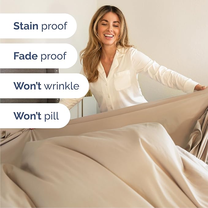Cal King 6 Piece Sheet Set - Cooling, Comfy & Breathable - Hotel Luxury Bedding, Includes Fitted Sheet for Women, Men, Kids & Teens - 1 Flat, 1 Fitted Sheet, 4 Pillowcases with Deep Pockets - Cream