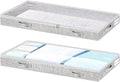 Low Profile Under Bed Storage, 3-Inch High Foldable Underbed Storage Bins with Lid & Zipper, No Structure, Super Slim Clothes Organizer for Crib Dorm Couch Low Bed, 2-Pack, Clear Top