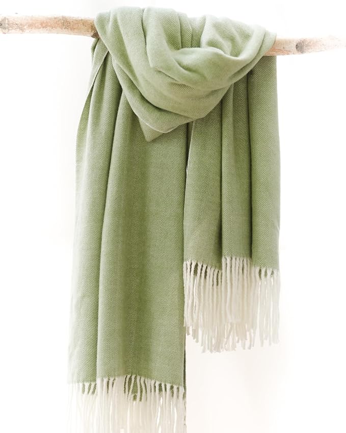 Alashan Cotton Acrylic Adirondack Herringbone Woven Throw - Throw Blanket - Soft Palmetto