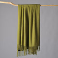 CUDDLE DREAMS Premium Cashmere Throw Blanket with Fringe, Luxuriously Soft (Bamboo Green)