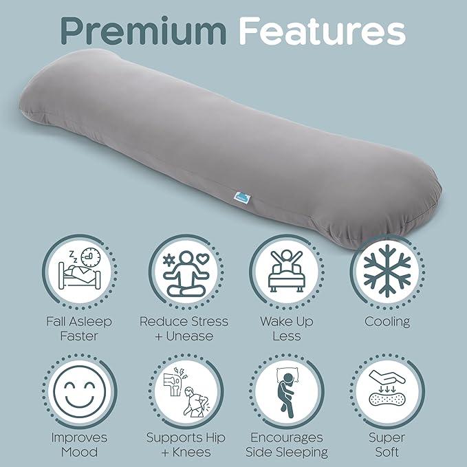 Weighted Body Pillow 6.5lbs - Weighted Pillow for Deeper Sleep (41" x 10") - Cooling Body Pillows for Adults, Full Body Pillow for Sleeping, Side Sleeper Body Pillow with Cover