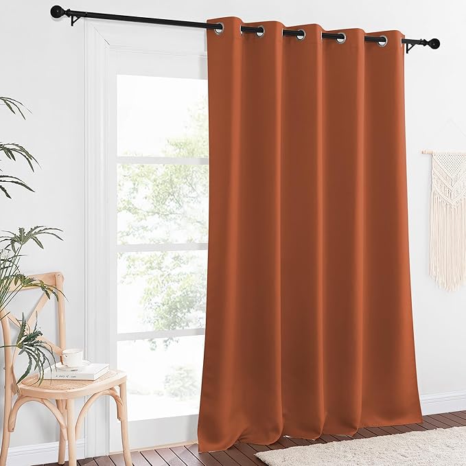 NICETOWN Blackout Curtain Drape for Bedroom - Light Reducing Thermal Insulated Solid Grommet Room Darkening Window Curtain 90 inches Long for Living Room (Burnt Orange, 1 Piece, W66 x L90)