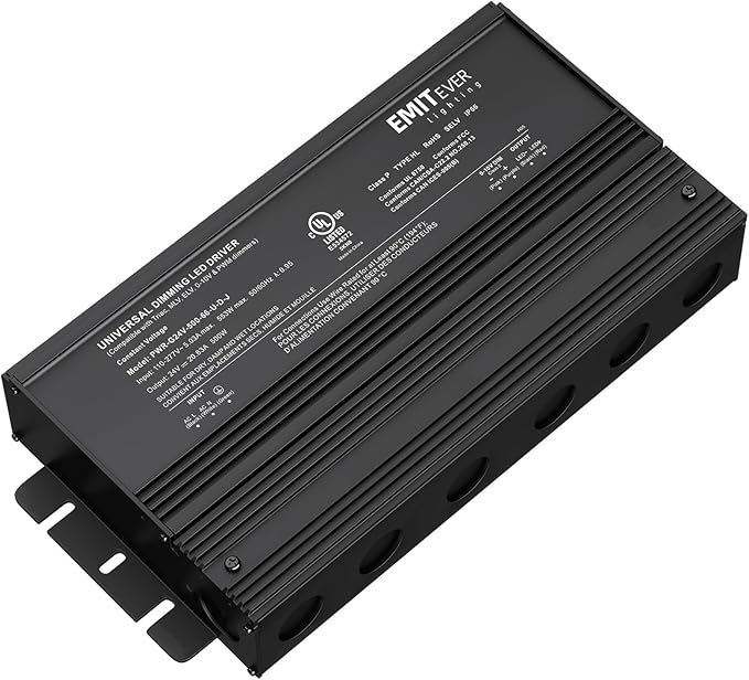EMITEVER Dimmable Led Driver, 500W AC 110V-277V to DC 24V Transformer, 5-in-1 Dimming: ELV/MLV/TRIAC / 0-10V / 1-10V / 10V PWM/Potentiometer, Waterproof IP67 and UL Listed