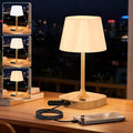 Outdoor Table Lamp - 8000mAh Cordless Rechargeable Battery,Dimmable LED Display Touch Lamp for Camping Patio and Bedroom (Wood Grain)