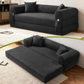 Convertible Sofa Bed,80" Folding Sleeper Sofa Bed Queen with Pillows & Storage,Corduroy Pull Out Couch Boneless Couches for Living Room,Compressed Couch in a Box,Deep Gray