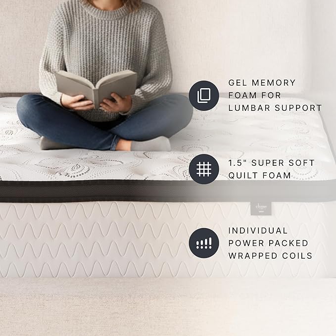 Signature Design by Ashley Chime Hybrid King 12" Mattress with Gel Memory Foam, Medium Firm, Pressure Relief, Fiberglass Free Mattress in a Box