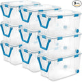 Sterilite 9-Pack Gasket Box, Weather-Resistant Storage Bins with Latching Lids, 120 Quart - Heavy-Duty Organizing Containers for Closet, Bathroom, and Office