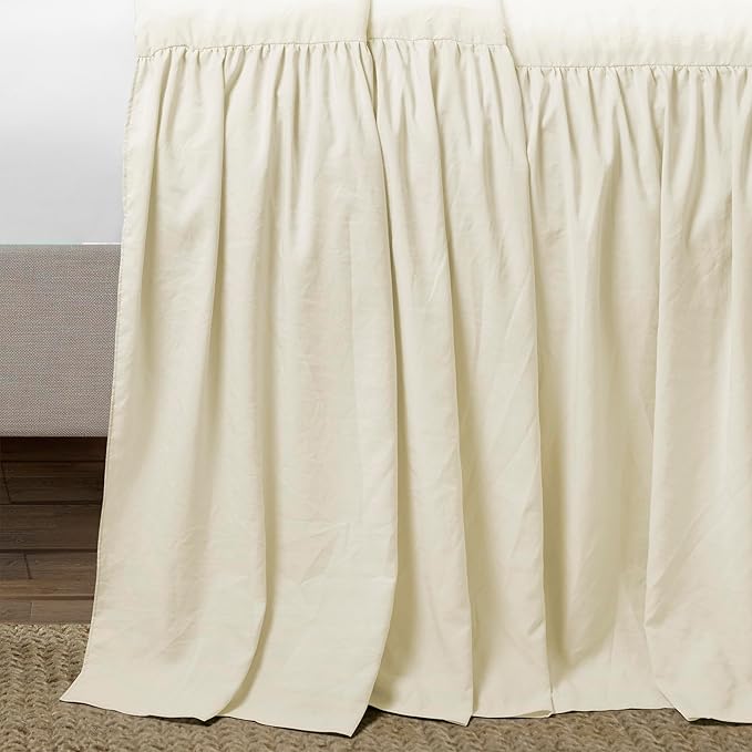 Lush Decor Ruffle Skirt Bedspread Set - 3 Piece Luxurious Farmhouse Bedding Set - Elegant, Charming Ruffle Detail - Timeless Style & Classic Design - Soft and Lightweight - Full, Ivory
