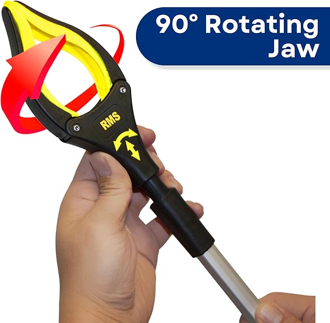 RMS 2-Pack 32 Inch Extra Long Grabber Reacher with Rotating Jaw - Mobility Aid Reaching Assist Tool (Yellow)