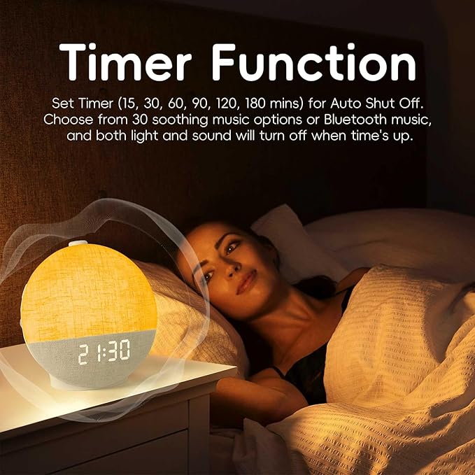 Sunrise Alarm Clock with Sound Machine, Natural Wake Up Light with Night Light, 30 Sleep Sounds, White Noise Machine Alarm Clocks for Bedrooms, Heavy Sleepers