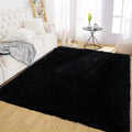 Latepis Black 4x6 Area Rugs Fuzzy Faux Fur Rug Washable Fluffy Shag Rabbit Fur Rugs for Living Room Soft Plush Shaggy Rug for Bedroom Nursery Home Decor