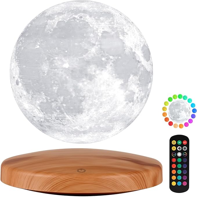 Levitating Moon Lamp Galaxy Lamp 6 inch 18 Colors LED 3D Moon Light, Remote & Touch Control Lava Lamp Moon Night Light Gifts for Girls Boys Kids Women Birthday