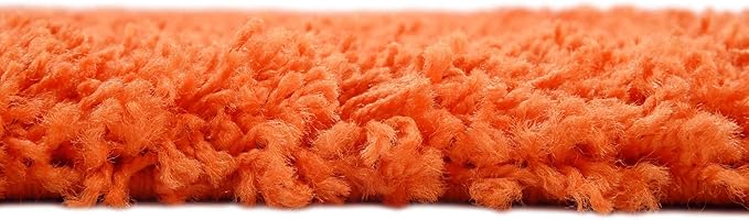 Unique Loom Solid Shag Collection Area Rug (8' Square, Tiger Orange)