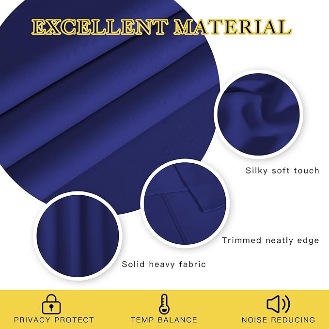 NICETOWN Room Divider Curtain 132 Inches Long, Wide Blackout Sliding Door Curtain for Bedroom, Room Darkening Privacy Window Curtain for Patio Door (1 Panel Set, Navy Blue, 80 x 132 Inch)