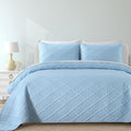 Yiran Ash Blue Quilt Set King Size, 3 Piece Reversible Bedspreads Bedding Set, Fall Diamond Pattern Coverlet for All Season with 2 Pillow Shams (King, 106x96 Inch)