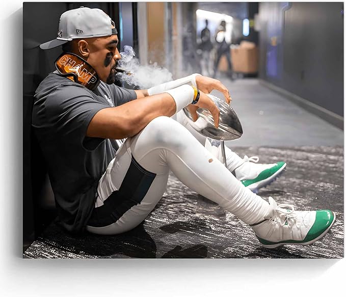 B.B.F MAKE 2025 Super Canvas Bowl Wall Art Champions Eagles Poster Print Philadelphia Hurts Painting Canvas Wall Decor Sports Stars Picture Modern Bedroom Living Room Home Decoration, Framed 11x14inch