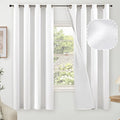 Blackout Curtains for Bedroom 63 Inch Length 2 Panels Set, Thermal Insulated 100% Black Out Privacy Soundproof Grommet Farmhouse Linen Window Curtains for Living Room Darkening, White, Each 52”Wide