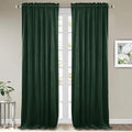 StangH Dark Green Velvet Curtains - Blackout Sliding Door Curtains for Living Room, Privacy & Thermal Insulated Long Drapes for Christmas Decor/Foyer, W52 x L108, 2 Panels