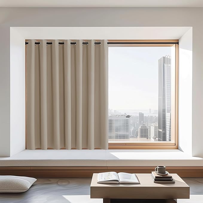 NICETOWN Blackout Curtains 72 inches Long, Grommet Privacy Window Treatment Thermal Insulated Room Darkening Sliding Glass Door Drape for Bedroom Living Room, 1 Panel, W100 x L72, Taupe