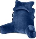 SLIGUY Reading Pillow-Bed Rest Pillow with Detachable Neck Roll & Higher Support Arm for Sitting in Bed Couch or Floor-Backrest Reading Pillow Adult Back Pillow for Reading/Watching TV/Gaming,Blue