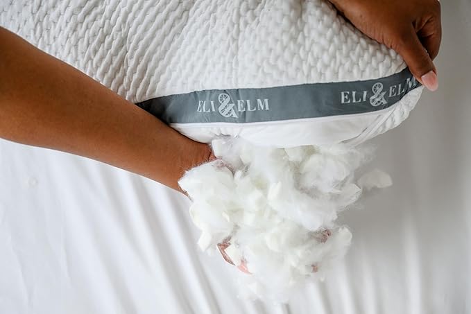 Eli & Elm | Best Ergonomic Side Sleeper Pillow for Neck Pain. Supportive Cooling Memory Foam Fill with Luxury Breathable Cover. U-Shape Contoured Design. Queen Size Bed Pillow & Pillowcase