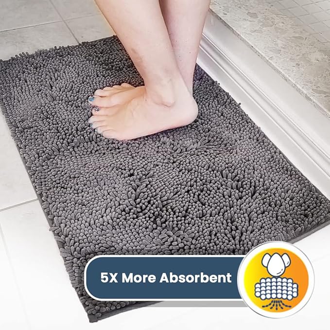 Muddy Mat® Original Dog Door Mat for Muddy Paws, Super Absorbent Microfiber, Non-Slip Washable Pet Rug, Quick Dry Chenille Entryway Carpet, Machine Washable Indoor Outdoor mat, Grey 24"x35
