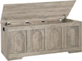 DINZI LVJ Storage Chest, 47.2" Rattan-Like Toy Box with 2 Safety Hinges, Wooden Entryway Storage Bench with Flip-Top, Large Trunk for Living Room, Bedroom, Easy Assembly, Gray Wash