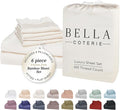 Bella Coterie 6 Piece Luxury Bamboo Viscose California King Size Sheet Set | 100% Organically Grown | Cooling for Hot Sleepers | 18" Deep Pocket | Soft & Hypoallergenic | 4 Pillowcases [Ivory]