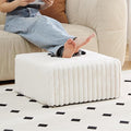 Tiita Suqre Stuffed Pouf Ottoman, Stripe Poufs 21×21×10 inch with Foam Chunk Filling, Floor Bean Bag Floor Chair Storage for Living Room Bedroom Home Decor, Beige