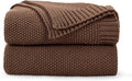 CozeCube Brown Throw Blanket for Couch, Soft Cozy Cable Knit Throw for Bed Sofa Living Room, Lightweight Warm Decorative Farmhouse Christmas Blanket, 60"x80", Dark Brown