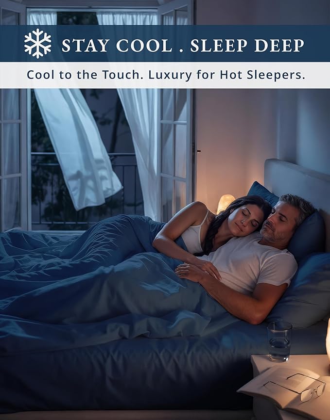 LANE LINEN 100% Egyptian Cotton Bed Sheets Full Size - 1000 Thread Count, Long Staple Mercerized Cotton Bedding Sheets, Luxury Hotel Like Thick 15" Deep Pocket, Reinforced French Seams - Estate Blue