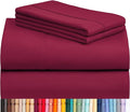 LuxClub 4 PC Queen Sheet Set, Deep Pockets Wrinkle Free Cooling Bed Sheets Hotel Bedding for Women, Men, Includes 1 Fitted Sheet, 1 Flat Sheet and 2 Pillowcases-Burgundy