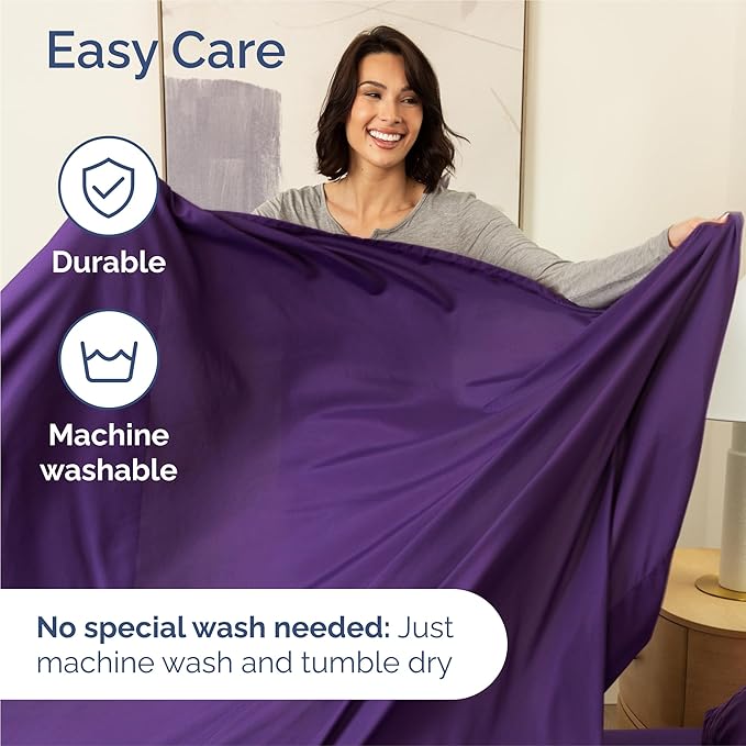 King 6 Piece Sheet Set - Cooling, Comfy & Breathable - Hotel Luxury Bedding, Includes Fitted Sheet for Women, Men, Kids and Teens - 1 Flat, 1 Fitted Sheet, 4 Pillowcases with Deep Pockets - Purple