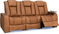 Seatcraft Diamante Zero-Gravity CoolZero Italian Leather Home Theater Seating, Power Headrest, Power Recline, Row of 3 Sofa, Tawny