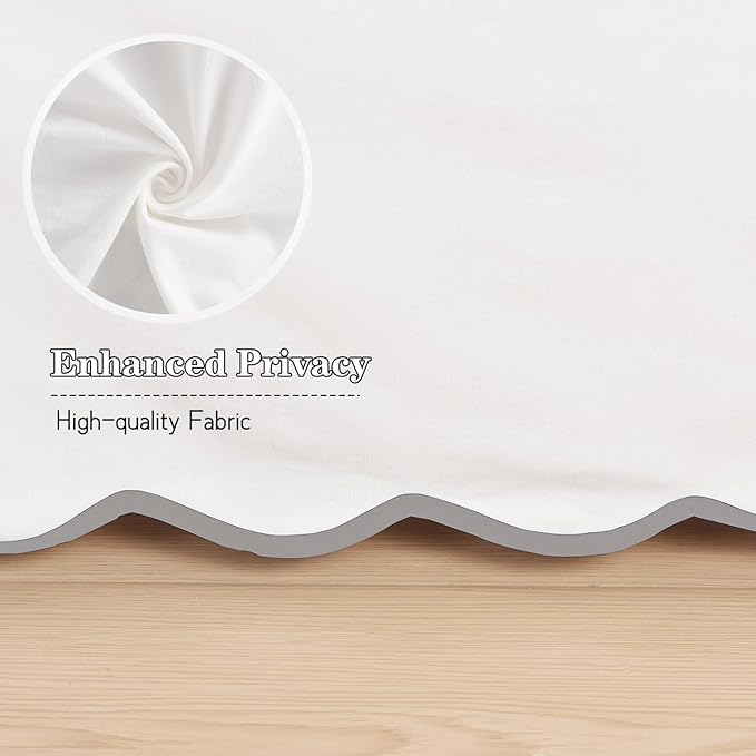 HIG Off White Chic King Bed Skirt - Easy Fit Scallop Edge Pleated Bedskirts, 14 Inch Drop Anti-Slip Dust Ruffle, Thick Fabric for Enhanced Privacy, Pre-Washed for Long-Lasting Use(N60022)