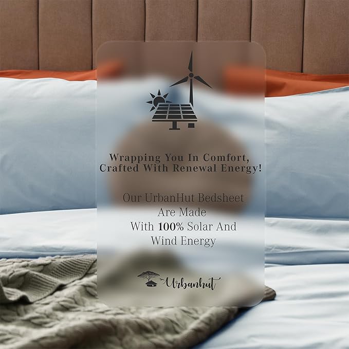 URBANHUT 800 Thread Count 100% Cotton Damask Queen Size Sheets, 4 Piece Striped Queen Size Bedsheets, Luxury Hotel Sheets Sateen Weave - Better Than Egyptian, 16" Elasticized Deep Pocket- Light Blue