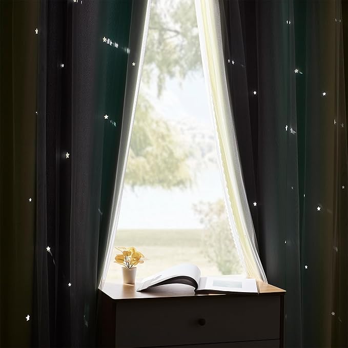 XiDi Curtains for Bedroom Decor, Rainbow GreenYellowGrey52/45/1