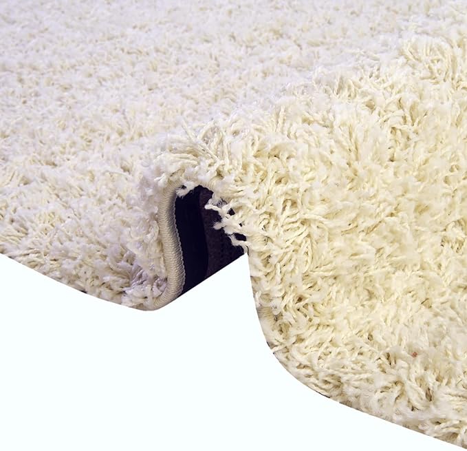 Unique Loom Solid Shag Collection Area Rug (5' 1" x 8' Oval, Pure Ivory)